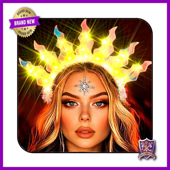LED Flame Headband with 3 Flash Modes for Rave Costume Party Halloween main image 6